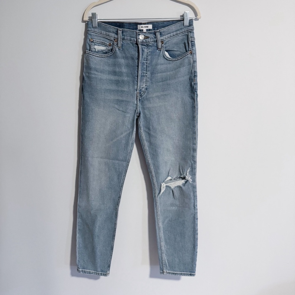 Re/Done - 90’s High Rise Ankle Crop Medium Wash Jeans
